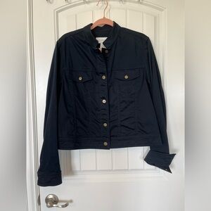 Liz Claiborne NAVY stretch Jean style jacket. Lightweight Size XL  Nehru collar